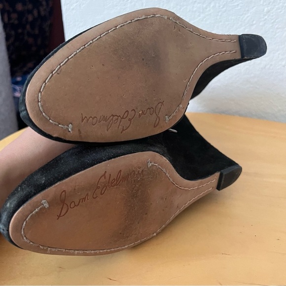 Sam Edelman Black Suede Wedge Ankle Boots Booties Size 9.5 - Picture 10 of 11